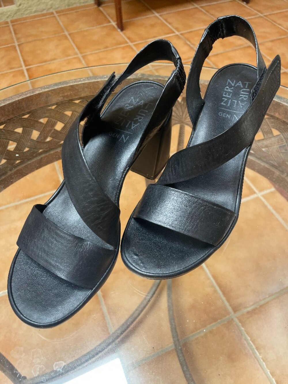 Black heeled sandals
